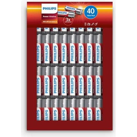 1x40 Philips Power Alkaline AAA Batterie Vorteilspack