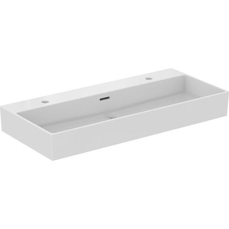 Lavabo EXTRA 1000x450x150mm bianco con rubinetteria IdealPlus 2 fori, con troppopieno IDEAL STANDARD