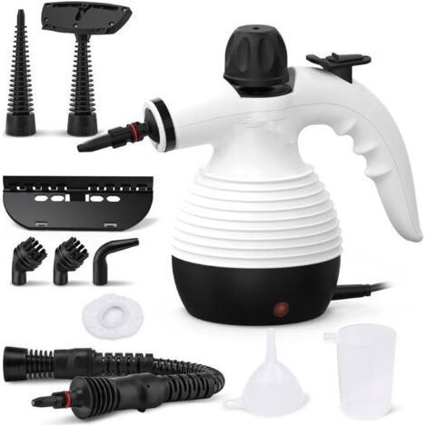 Nettoyeur vapeur portable multifonction avec 10 accessoires pour tapis, rideaux, canapés, cuisines, salles de bains et plus encore.-Karteo (1/5)