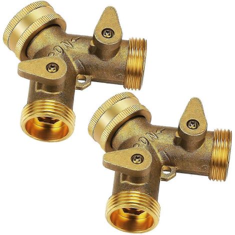 Set mit 2 Y-Verbindern für den Doppelanschluss von Waschmaschinen-Wasserhähnen, 3/4 Zoll zum Verbinden von 2 Schläuchen – siehe Abbildung