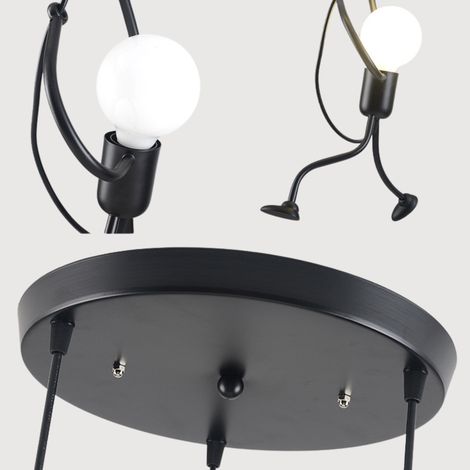 Deckenleuchte, schwarz, humanoide Form, LED, modern, hängend, lang (1/5)