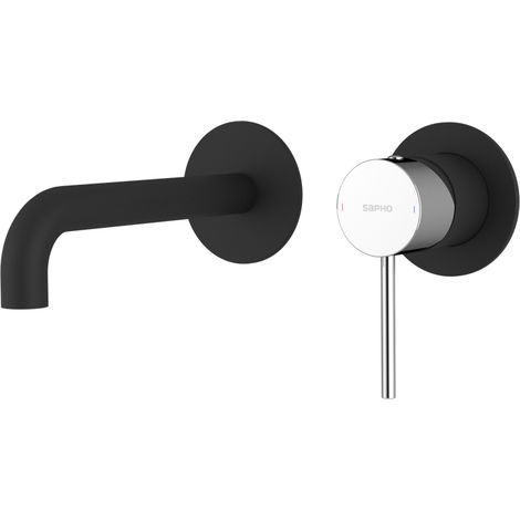 ULTRAMIX Mitigeur lavabo 2 trous à encastrer, bec 20cm, noir mat/chrome (1/2)
