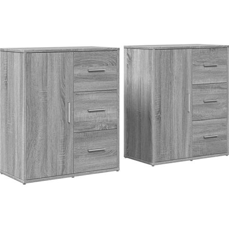 Aparador buffet cómoda armario mueble organizador cocina salón salón juego de 2 sonoma 60 x 31 x 70 cm madera contrachapada gris 020036960