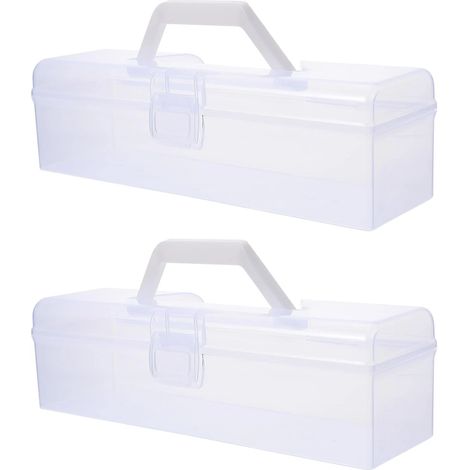 Boîte de rangement pour outils de calligraphie (lot de 2), étui en plastique pour outils d'art avec compartiments, organisateur portable, adapté (1/5)