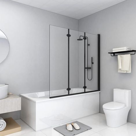 Cabine de douche pliable 3 panneaux - Style Contemporain - Porte de douche ESG 130x138 cm Noir Chic-102878 (1/5)