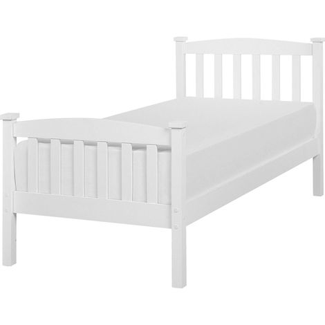 Letto in Legno Bianco con Rete a Doghe Design Classico 90 x 200 cm Giverny