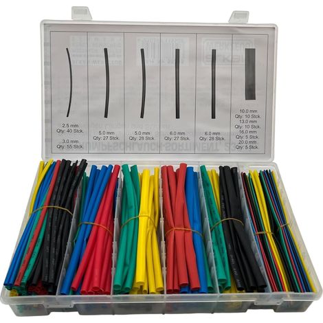 Schrumpfschlauch Sortiment 235 Stück 5 Farben Ø 2,5 bis 20 mm (1/4)
