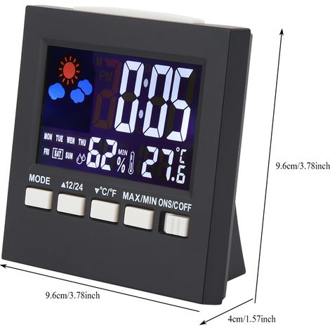 Multifunktionaler digitaler Wecker mit Hintergrundbeleuchtung und Tonsteuerung, Thermometer und Hygrometer (1/5)