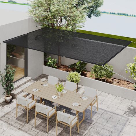 Rechteckiges Sonnensegel 3x2 m, Gartenmarkise, 65% Sonnenschutz, atmungsaktiv und frostsicher, schwarz (1/5)