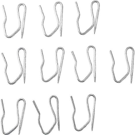 Lot de 10 crochets à rideaux en acier inoxydable, argentés et antirouille, pour rideaux plissés, 3,5 x 1,5 cm (1/5)