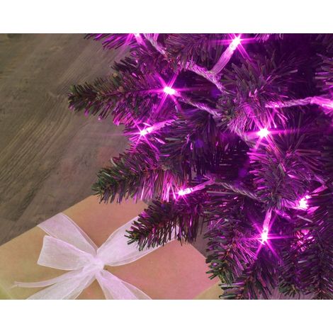 Guirlande lumineuse de Noël 128 LED rose 8 m câble argent (1/3)