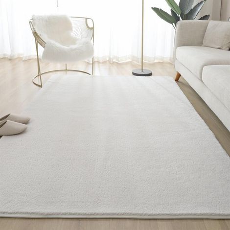 Tapis Moderne Dense 60 x 120 cm Couleur Crème Doux Confortable Anti Glissant Pour Salon Chambre à Coucher Bureau Déco (1/4)