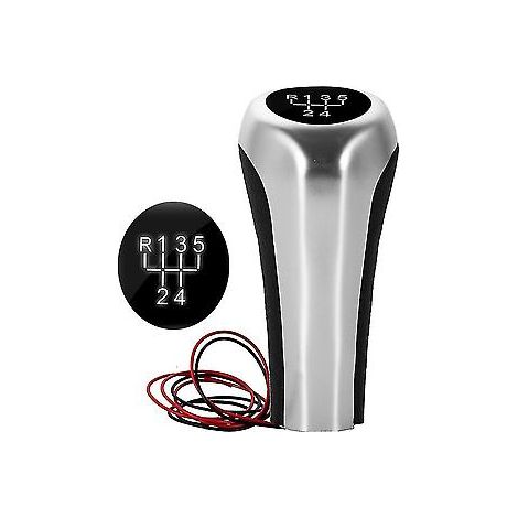 5-Gang-Schaltknauf mit weißer LED-Hintergrundbeleuchtung, Lederschalthebelgriff für E46, E90, E91, E92, X1, X3, X5