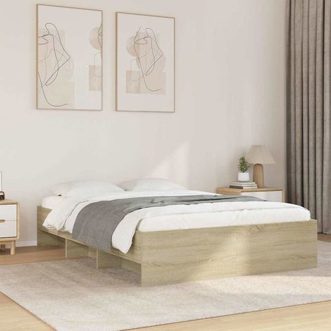 Cadre de lit avec rangement 120 x 200 cm, bois d’ingénierie, chêne sonoma, sans matelas - PANGIVO (1/5)