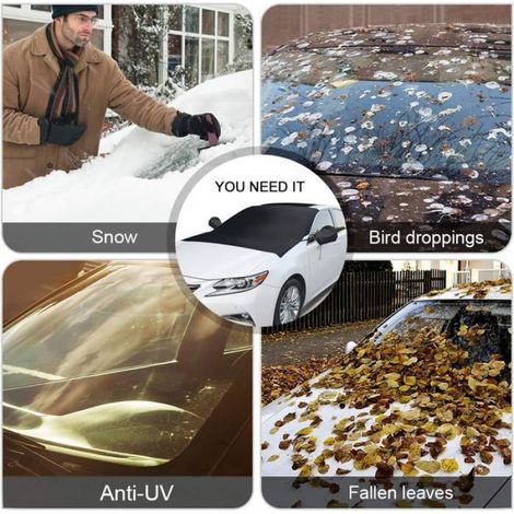 Bâche pare-brise magnétique - - 210x120 cm - Protection UV - Anti-givre - Anti-neige - Anti-glace - Repliable (1/5)