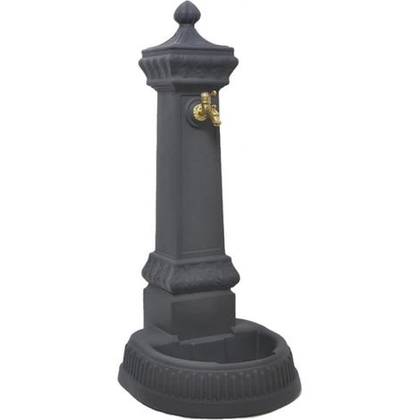 Fuente decorativa de jardín clásica tradicional H120 en polímero antracita duradero para decoración de exteriores - Hecha en Italia - Monacis (1/4)
