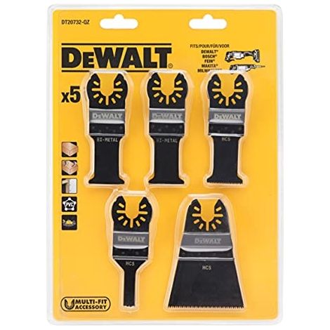 Dewalt – Ensemble de 5 lames de scie multifonctions – Pour bois, clous et mastics – Coupe nette sans éclat – DT20732QZ