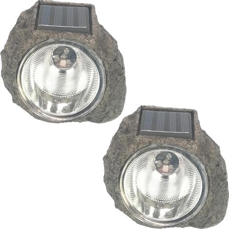 2 Pièces Projecteurs LED Étanches de Pierre 3 LED, Lampe Solaire pour Jardin Extérieur, Facile à Installer et Énergétique, 14 CM (1/5)