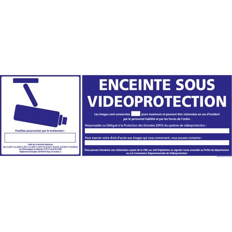 PANNEAU ENCEINTE SOUS VIDEO PROTECTION (G1202) - Adhésif - 210 x 75 mm
