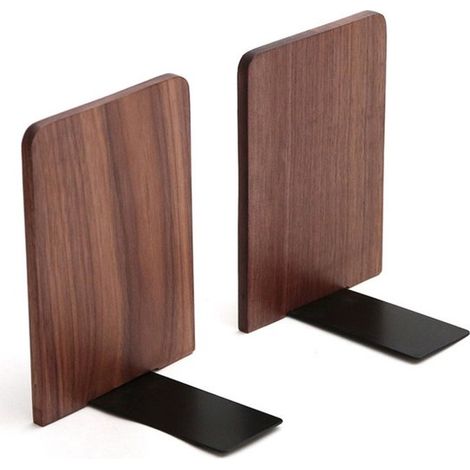 Serre-livres – Support – Porte-livres – Bois – Noyer – 2 pièces – 19 x 12 cm (1/5)