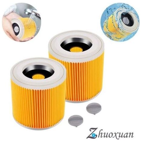 Filtres à cartouche (lot de 2) pour Kärcher WD3 Premium, WD2, WD3, WD3P, MV2, MV3 – Filtre WD3 – Filtre de rechange pour aspirateurs Kärcher 6.414-552.0/64145520 Cisea (1/4)
