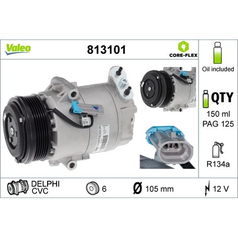 Compresseur, climatisation Valeo 813101 OPEL 13124751 13139055 13297443 1618459