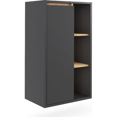 Mobiletto midi Viola, Grigio/Artisan, 50 x 86 cm con ripiani aperti, Vicco