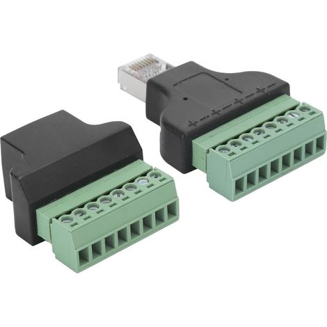 2pcs Adaptateur RJ45 Femelle Mâle vers Bornier à Vis 8 Broches pour CCTV DVR (1/5)
