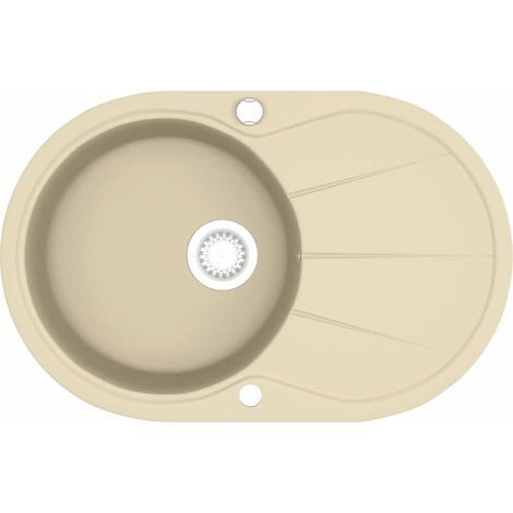 Maison Exclusive - Granitspüle Einzelbecken Oval Beige (1/5)