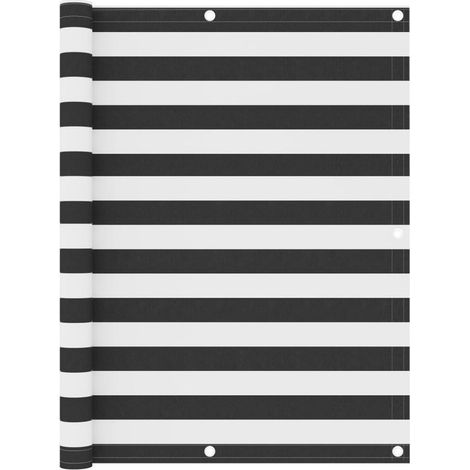 Écran brise-vue pour balcon 120 x 300 cm, tissu Oxford rayé anthracite et blanc, coupe-vent et imperméable, extra haut, avec corde de 12 m (1/5)