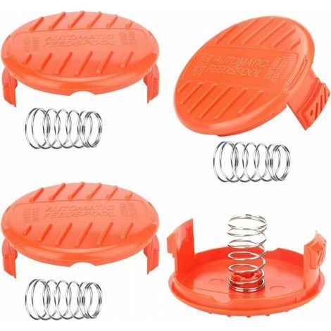 Capuchons de bobine, capuchons de bobine 4 pièces Capuchon de bobine de tondeuse, accessoires de débroussailleuse, capuchons de bobine en ABS pour Black-Decker, tondeuse à gazon Rc-100-P (1/4)