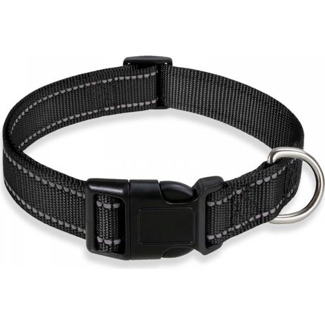Collier pour chien noir taille M largeur 2,5 cm taille réglable 35-50 cm boucle réfléchissante collier réglable en polyester (1/5)