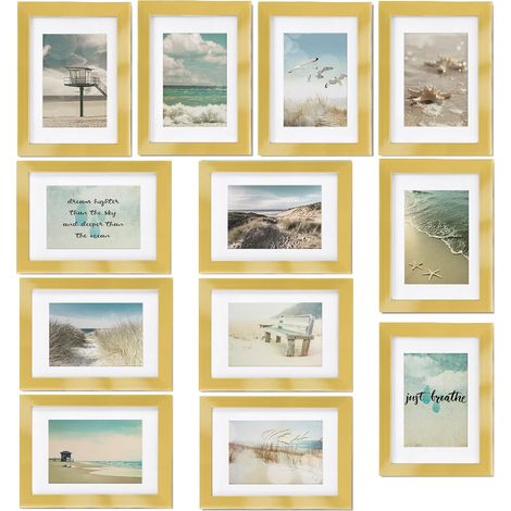 12tlg bomoe Ocean Bilderrahmen Set Gold