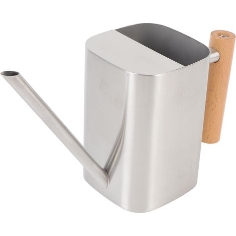 Stainless Steel Watering Can with Long Spout Wooden Handle for Indoor House Plants Bonsai Outdoor Garden Flower Decorative Square Silver 500ML (1/5)