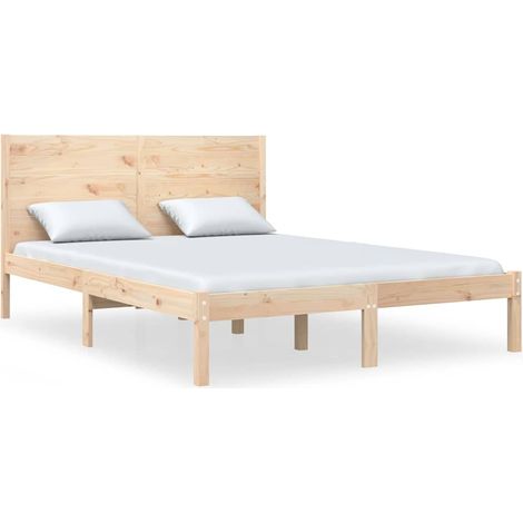 Maison Exclusive - Cadre de lit sans matelas 135x190 cm bois massif (1/5)