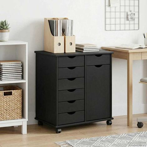 vidaXL Mobile con Ruote con ruota Nero 63,5 x 39 x 65,5 cm