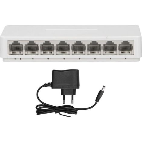 Conmutador Ethernet Gigabit no gestionado de 8 puertos Crezuo para redes domésticas, concentrador divisor y cámara de vigilancia.-Crezuo