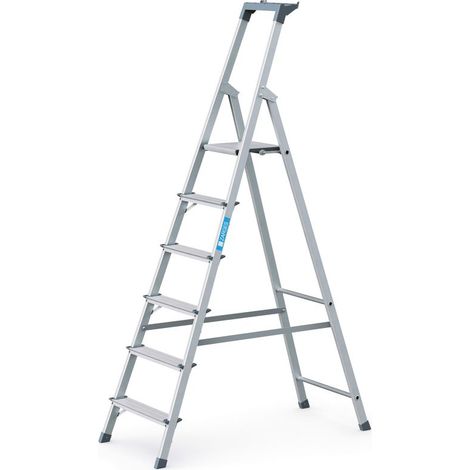 ZARGES Stufenstehleiter Aluufen 1seitig Plattform-H1240mm 4.9kg eloxHolme (1/5)