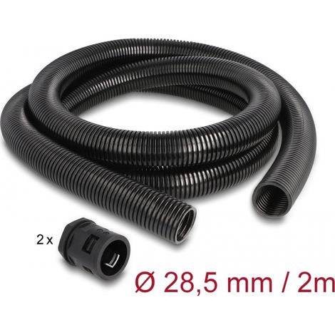 Delock Funda protectora de cable de 2 m x 28,5 mm con juego de conector PG21 negro