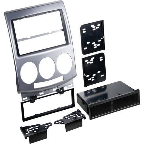 Facade autoradio 1DIN compatible avec Mazda 5 05-11 Argent - avec vide poche