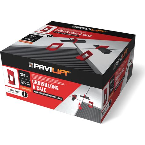 200 Croisillons autonivelants "MAXI" à cale en "I" 5mm (carrelage de 12 à 26mm) PAVILIFT