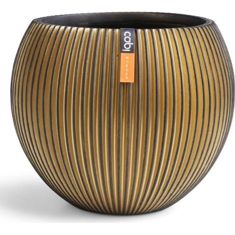 Pot forme boule Groove doré en fibres synthétiques H 51 cm x D 63 cm