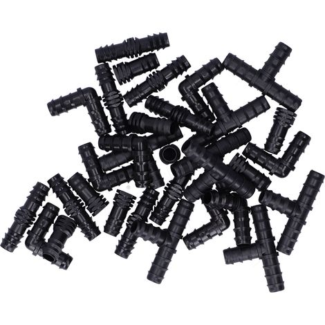 Kit de 32 raccords en T pour système d'irrigation goutte à goutte, compatible avec les tuyaux de 1/2 pouce, pour jardin ou serre. (1/5)