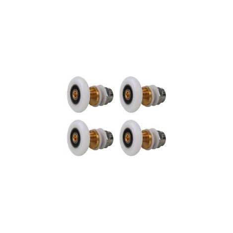 Roulettes Porte de Douche 27mm, Roulette Porte Coulissante Douche en Laiton 4 Pièces pour Rouleau pour Remplacement de Douche Coulissante Verre Porte Coureurs Rouleaux (27MM)