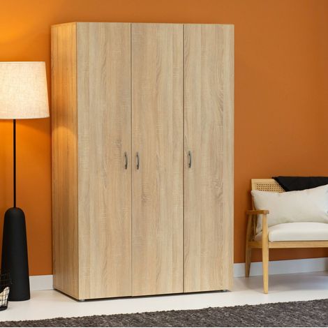 Dmora - Armario 3 puertas Pettineo, Muebles de dormitorio, Vestidor, Armario de ropa, 111x52 h179 cm, Roble (1/5)