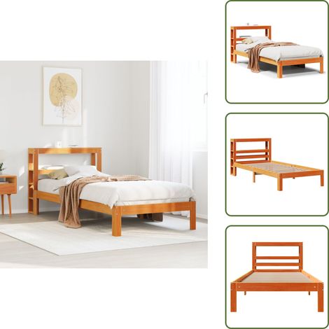 Massivholzbett ohne Matratze Wachsbraun 100x200 Kiefernholz - Bettrahmen - Bettgestell - Bett - Betten (1/5)