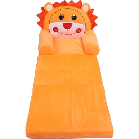 Canapé-lit enfant pliable, doux, respirant et inclinable, avec motif animalier, pour le salon ou la chambre, orange, 3 couches (1/5)