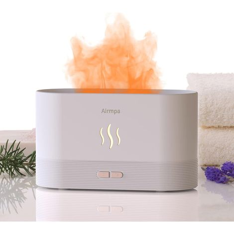 ZOLGINAH Diffuseur D'arômes avec Effet Flamme,180 ML Diffuseur D'huiles Essentielles,humidificateur pour Huiles Essentielles, Peut Ajouter De l'huile Essentielle,pour Chambre Spa Yoga Bureau (Blanc) (1/4)