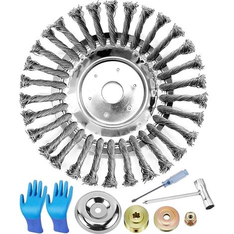Débroussailleuse à Fil métallique, Brosse de désherbage Professionnelle pour débroussailleuse, diamètre de 25,4 mm, pour Herbes Sauvages, pour Un démoussement Efficace, 10 inch (1/5)