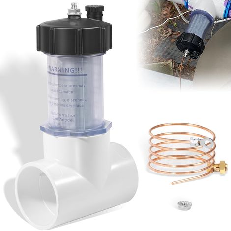 2 Inch Inline Sacrificial Anode for Saltwater Pools - Pump, Heater and Chlorinator Protection Easy Assembly Viewing Window Zinc Anode (104D) (1/5)
